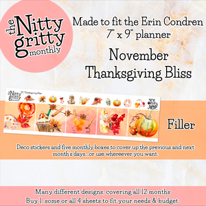 November Thanksgiving Bliss - The Nitty Gritty Monthly - Erin Condren Vertical Horizontal
