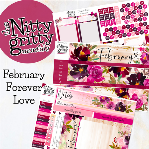 February Forever Love - The Nitty Gritty Monthly - Erin Condren Vertical Horizontal