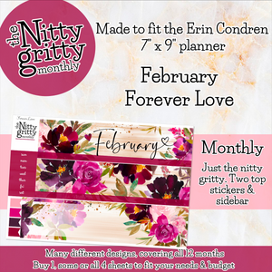 February Forever Love - The Nitty Gritty Monthly - Erin Condren Vertical Horizontal
