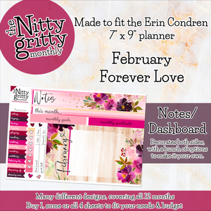 February Forever Love - The Nitty Gritty Monthly - Erin Condren Vertical Horizontal