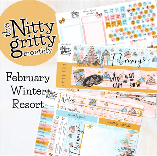 February Winter Resort - The Nitty Gritty Monthly - Erin Condren Vertical Horizontal
