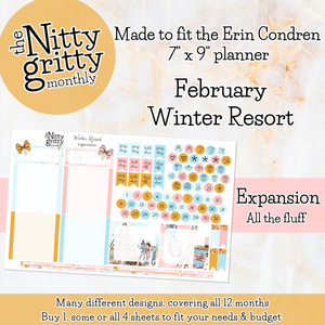 February Winter Resort - The Nitty Gritty Monthly - Erin Condren Vertical Horizontal