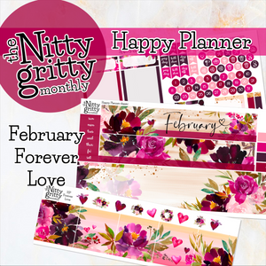 February Forever Love floral - The Nitty Gritty Monthly - Happy Planner Classic