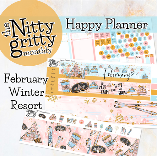 February Winter Resort - The Nitty Gritty Monthly - Happy Planner Classic