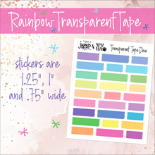 Load image into Gallery viewer, Transparent &#39;Tape&#39; Rainbow sheet - planner stickers          (T-251-1)