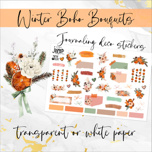 Winter Boho Bouquets Deco Journaling sheet - planner stickers          (S-132-1)