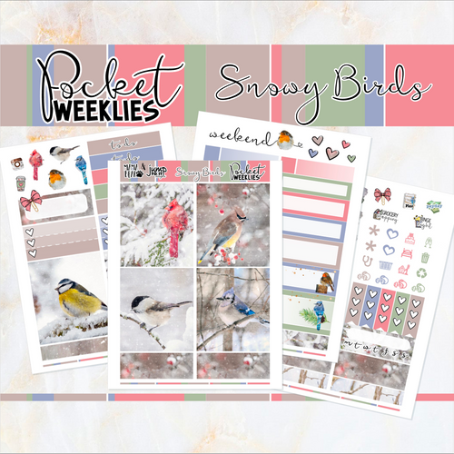 Snowy Birds - POCKET Mini Weekly Kit Planner stickers