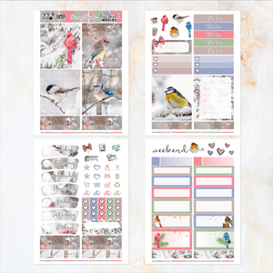 Snowy Birds - POCKET Mini Weekly Kit Planner stickers