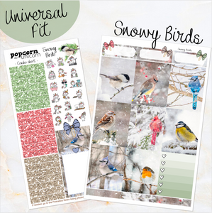 Snowy Birds - weekly kit Erin Condren Vertical Horizontal, Happy Planner Classic, Mini & Big & Hobonichi Cousin