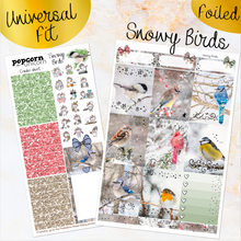 Load image into Gallery viewer, Snowy Birds - FOIL weekly kit Erin Condren Vertical Horizontal, Happy Planner Classic, Mini &amp; Big &amp; Hobonichi Cousin