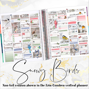 Snowy Birds - FOIL weekly kit Erin Condren Vertical Horizontal, Happy Planner Classic, Mini & Big & Hobonichi Cousin