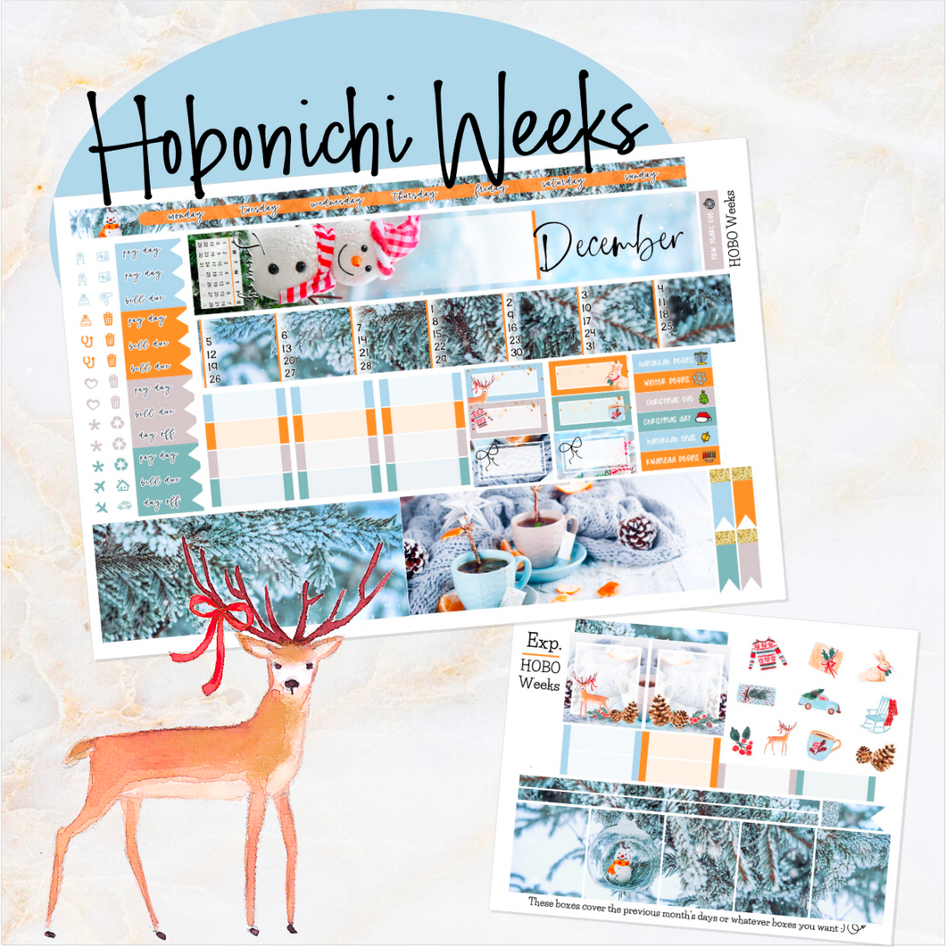 December '22 Winter Bliss monthly - Hobonichi Weeks personal planner