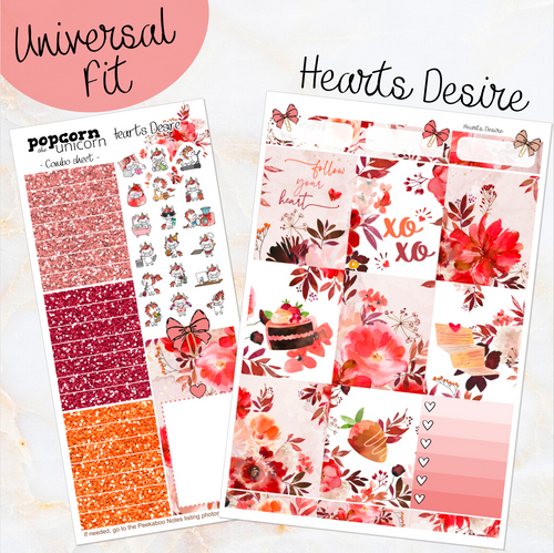 Hearts Desire - weekly kit Erin Condren Vertical Horizontal, Happy Planner Classic, Mini & Big & Hobonichi Cousin