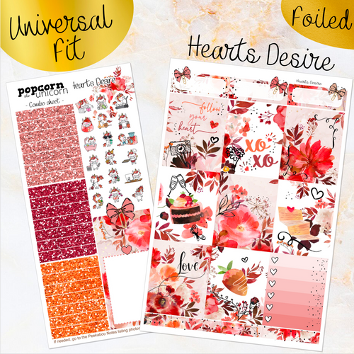 Hearts Desire - FOIL weekly kit Erin Condren Vertical Horizontal, Happy Planner Classic, Mini & Big & Hobonichi Cousin