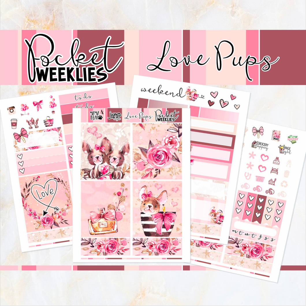 Love Pups - POCKET Mini Weekly Kit Planner stickers