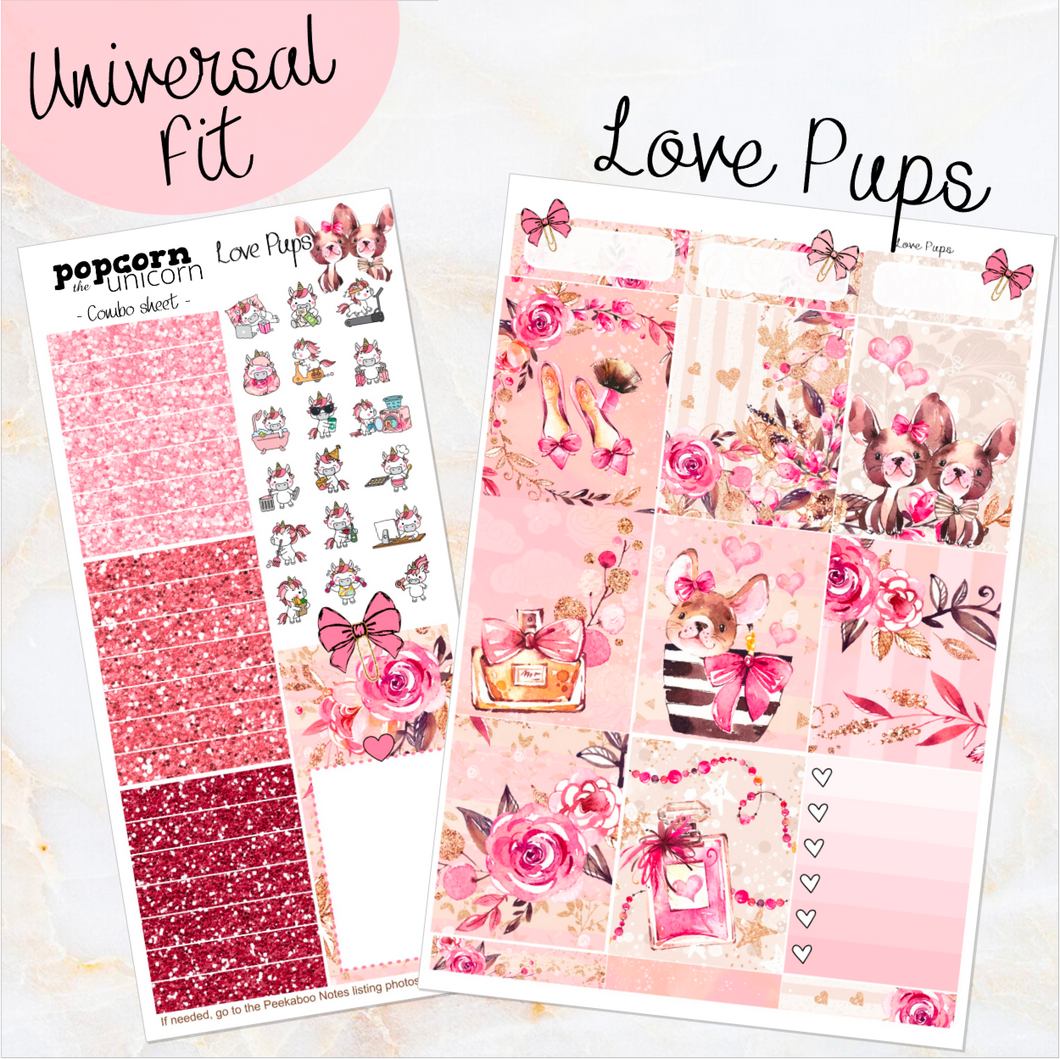 Love Pups - weekly kit Erin Condren Vertical Horizontal, Happy Planner Classic, Mini & Big & Hobonichi Cousin