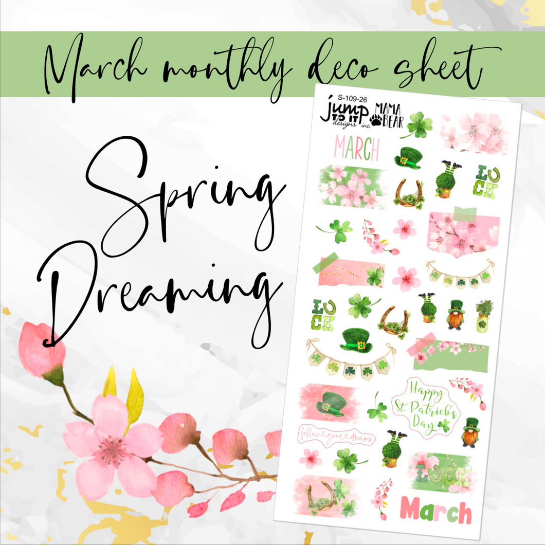March Spring Dreaming Deco sheet - planner stickers          (S-109-26)