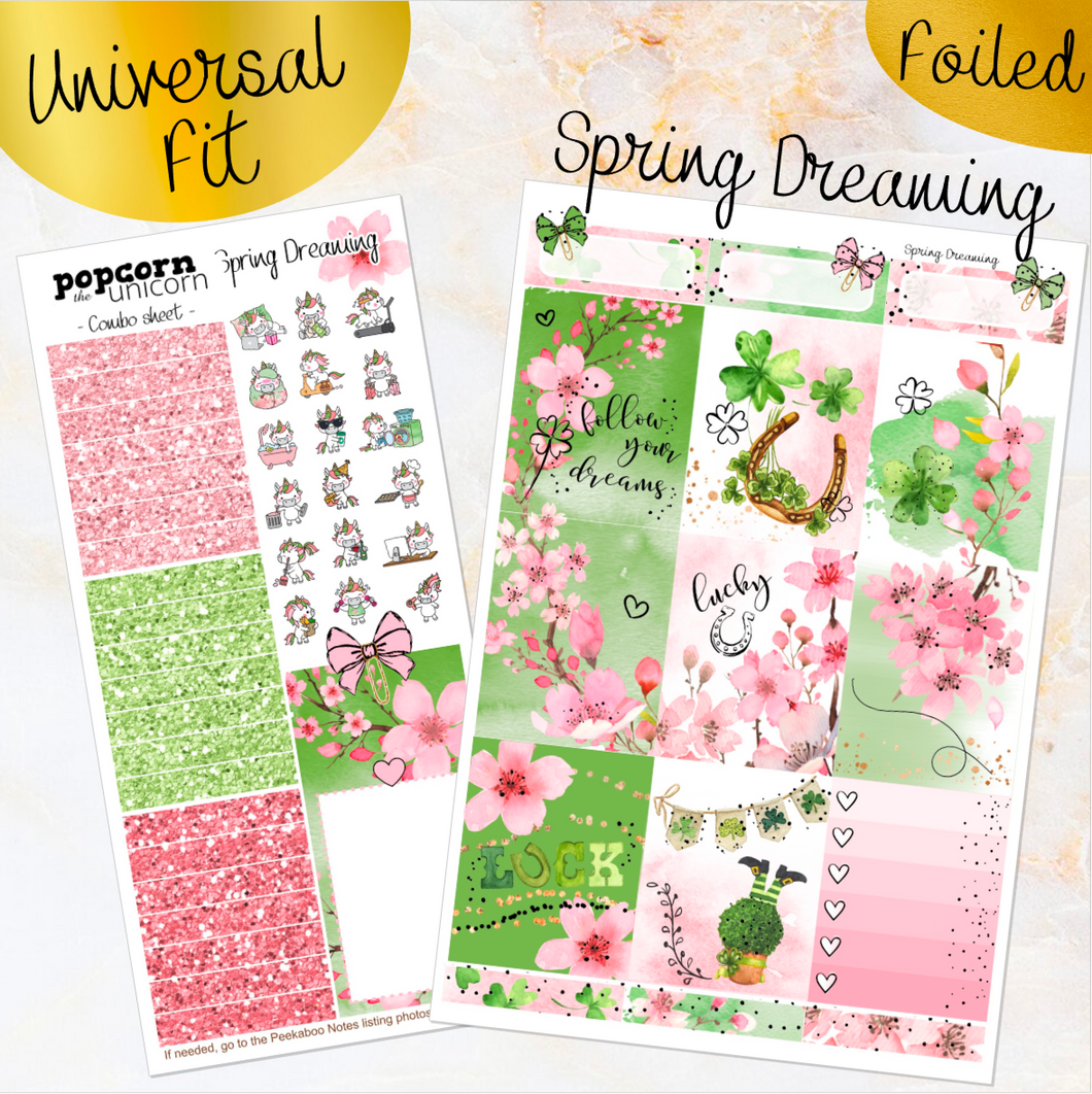 March Spring Dreaming - FOIL weekly kit Erin Condren Vertical Horizontal, Happy Planner Classic, Mini & Big & Hobonichi Cousin