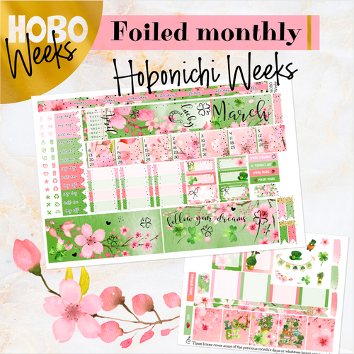 March Spring Dreaming FOILED monthly - Hobonichi Weeks personal planner