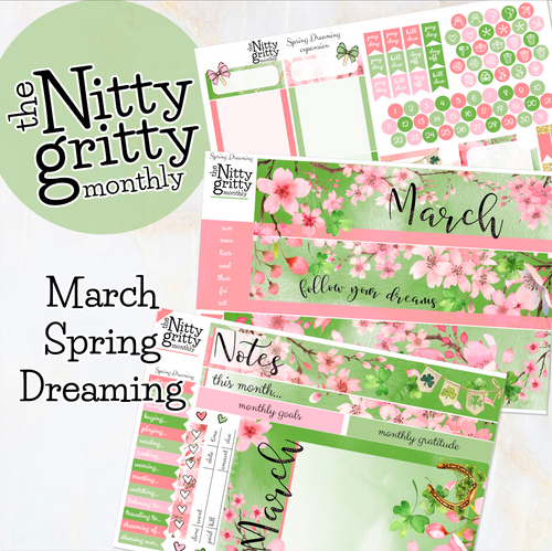March Spring Dreaming - The Nitty Gritty Monthly - Erin Condren Vertical Horizontal
