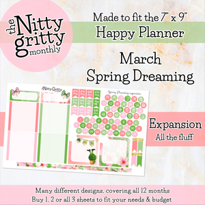 March Spring Dreaming - The Nitty Gritty Monthly - Happy Planner Classic