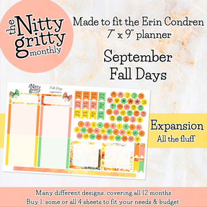 September Fall Days - The Nitty Gritty Monthly - Erin Condren Vertical Horizontal
