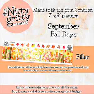 September Fall Days - The Nitty Gritty Monthly - Erin Condren Vertical Horizontal