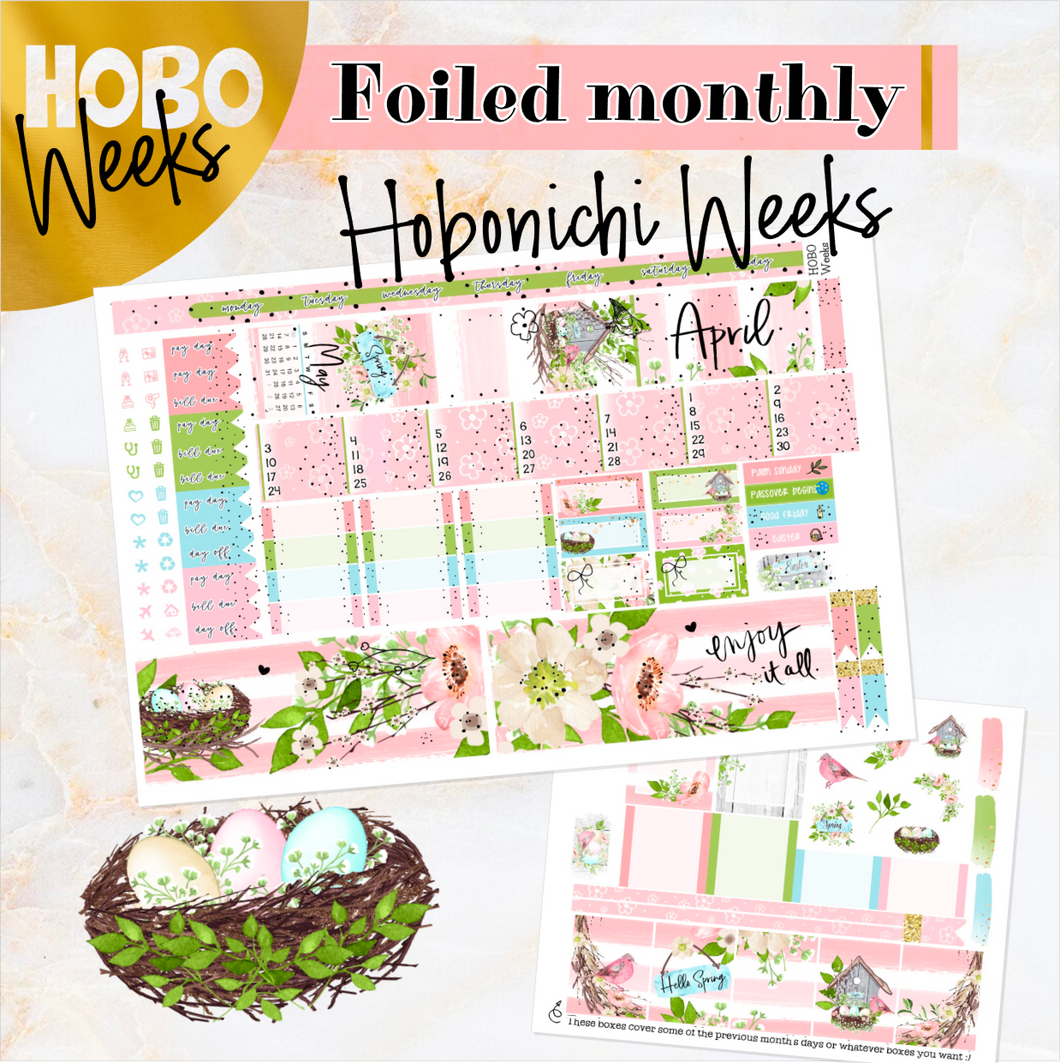 April Spring Whisper FOILED monthly - Hobonichi Weeks personal planner