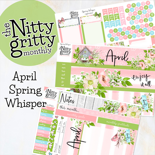 April Spring Whisper - The Nitty Gritty Monthly - Erin Condren Vertical Horizontal