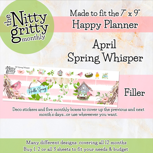 April Spring Whisper - The Nitty Gritty Monthly - Happy Planner Classic