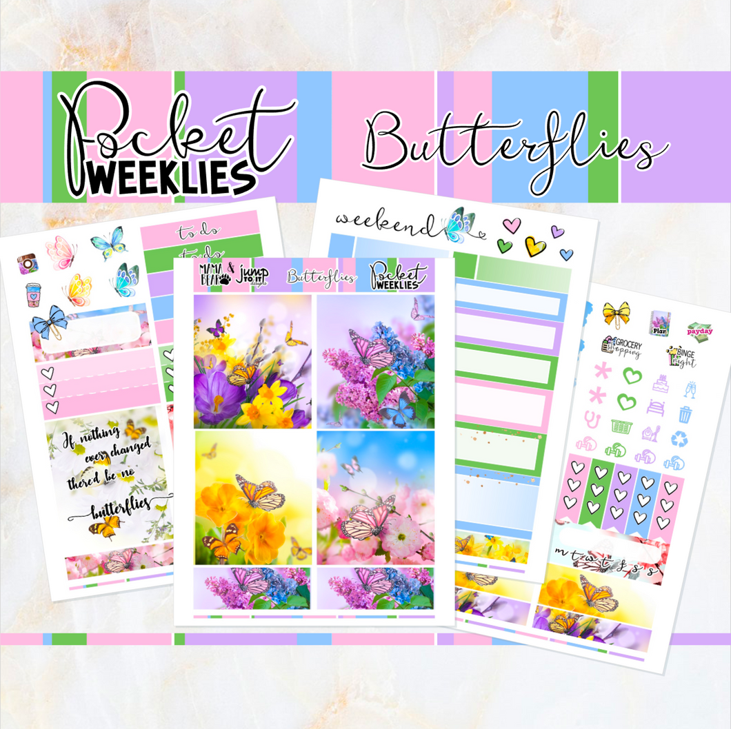 Butterflies - POCKET Mini Weekly Kit Planner stickers