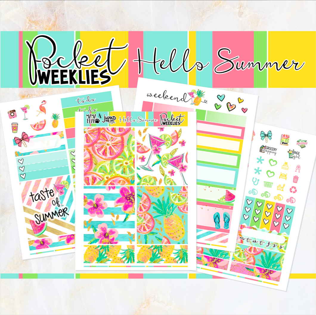 Hello Summer - POCKET Mini Weekly Kit Planner stickers