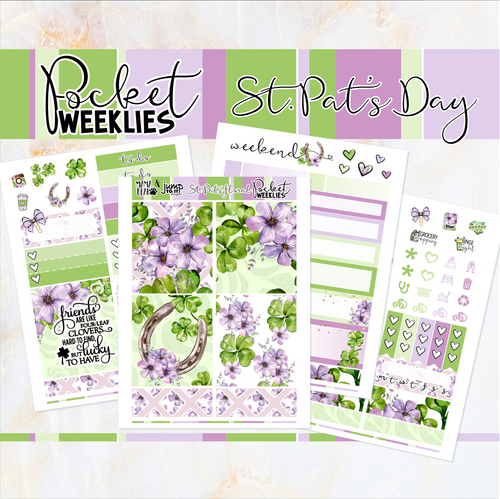 St. Pat's Day floral - POCKET Mini Weekly Kit Planner stickers