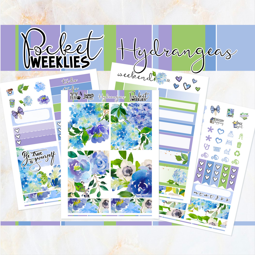 Hydrangeas - POCKET Mini Weekly Kit Planner stickers