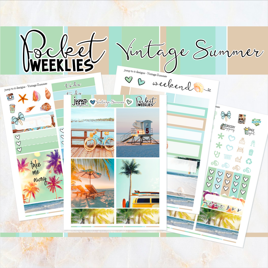 Vintage Summer - POCKET Mini Weekly Kit Planner stickers