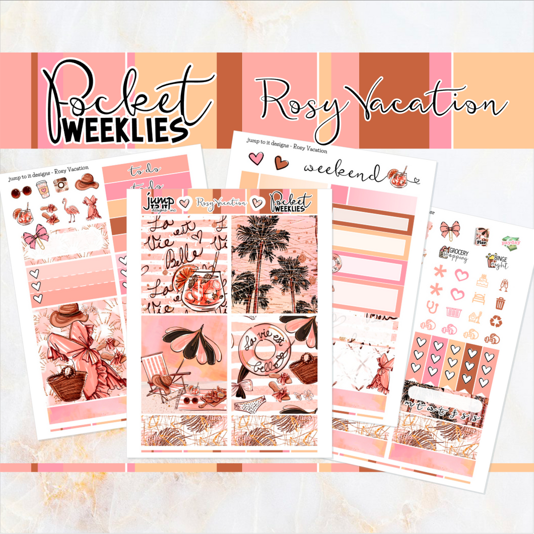 Rosy Vacation - POCKET Mini Weekly Kit Planner stickers