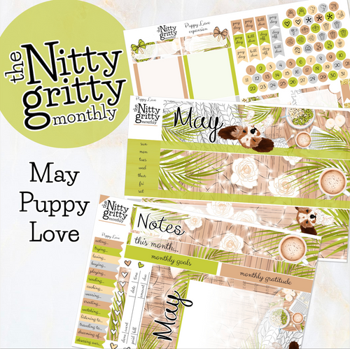 May Puppy Love - The Nitty Gritty Monthly - Erin Condren Vertical Horizontal