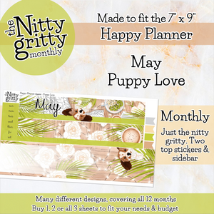 May Puppy Love - The Nitty Gritty Monthly - Happy Planner Classic