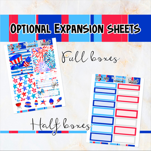 July 4th Red White Blue - POCKET Mini Weekly Kit Planner stickers