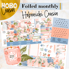 Load image into Gallery viewer, May Peachy Blue FOILED monthly - Hobonichi Cousin A5 personal planner