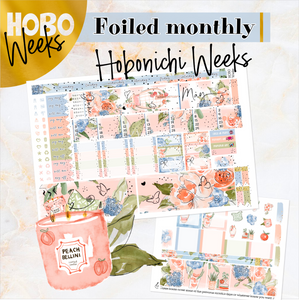 May Peachy Blue FOILED monthly - Hobonichi Weeks personal planner