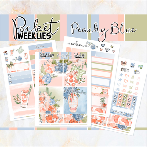 Peachy Blue - POCKET Mini Weekly Kit Planner stickers