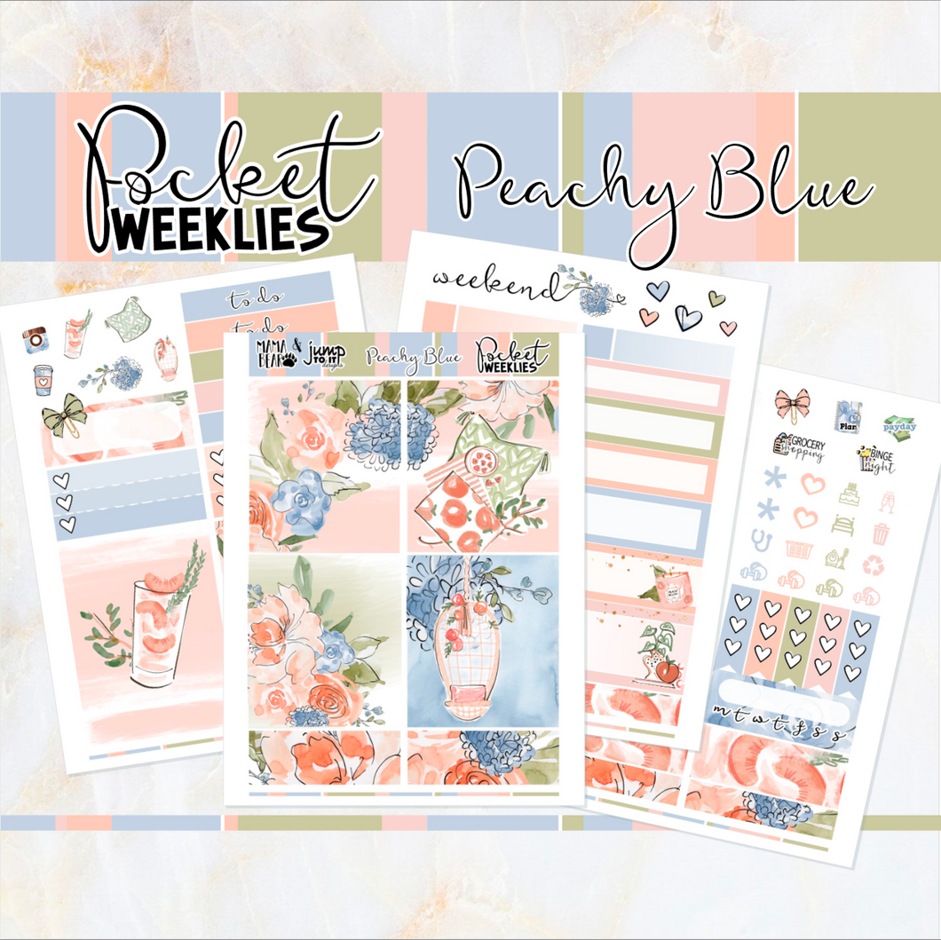 Peachy Blue - POCKET Mini Weekly Kit Planner stickers