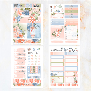 Peachy Blue - POCKET Mini Weekly Kit Planner stickers