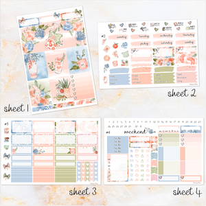 Peachy Blue - weekly kit Erin Condren Vertical Horizontal, Happy Planner Classic, Mini & Big & Hobonichi Cousin