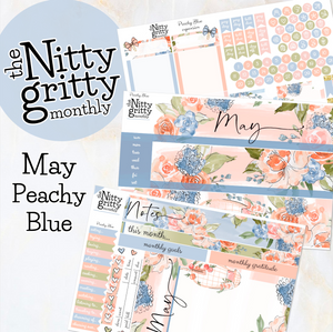 May Peachy Blue - The Nitty Gritty Monthly - Erin Condren Vertical Horizontal