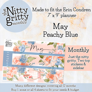 May Peachy Blue - The Nitty Gritty Monthly - Erin Condren Vertical Horizontal
