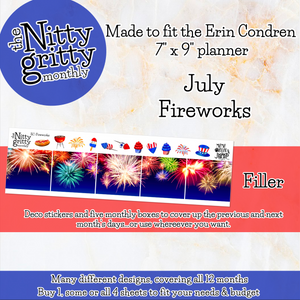 July Fireworks - The Nitty Gritty Monthly - Erin Condren Vertical Horizontal