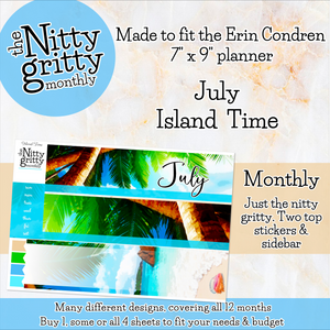 July Island Time - The Nitty Gritty Monthly - Erin Condren Vertical Horizontal