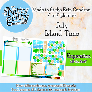 July Island Time - The Nitty Gritty Monthly - Erin Condren Vertical Horizontal
